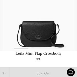 Kate Spade Black Leather Crossbody Mini Bag NWOT Leila Mini Flap Crossbody